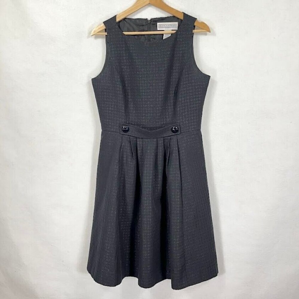 Jessica Howard Sleeveless Fit And Flair Dress Dark Academia Holiday Party NYE 12